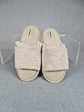 Dearfoam Womens 7-8 Slippers Tan Slip Ons Open Toe