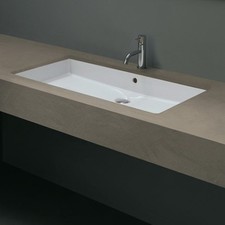 WS Bath Collections Cubo New 80 Undermount Bathroom Sink 34 x16 In White