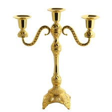 3-Arm Candle Holder - Decorative Zamac Candelabra for Elegant Home Decor, Hol...