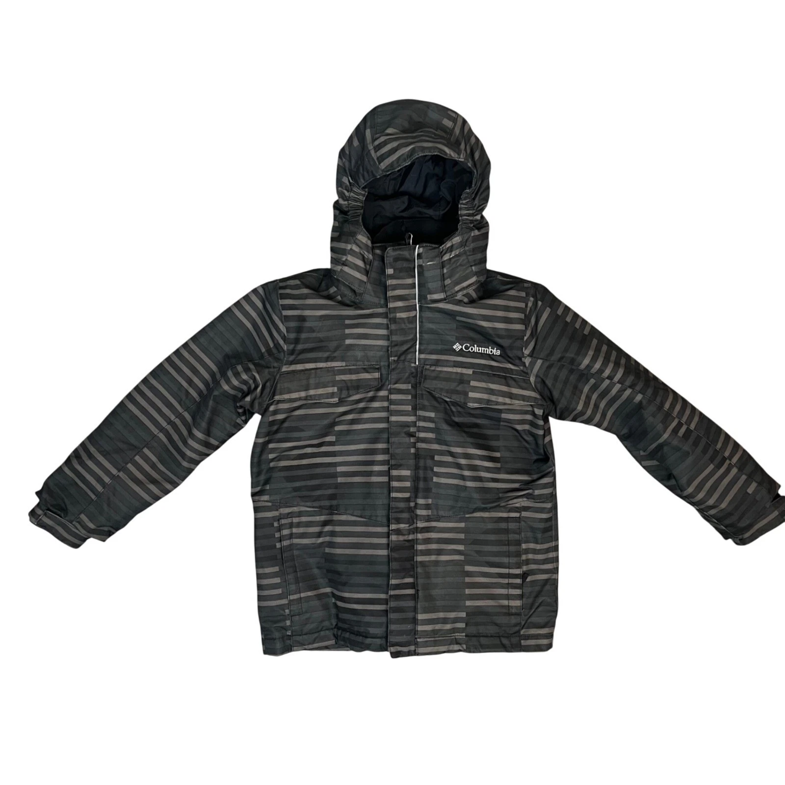 Columbia Interchange Kids Snow Jacket Size XS 6 7 Black Stripe Outgrow System