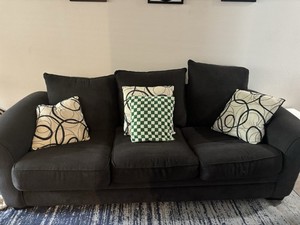 Dark Gray Fabric Sofa and Armchair Set with Removable Cushions, Contemporary