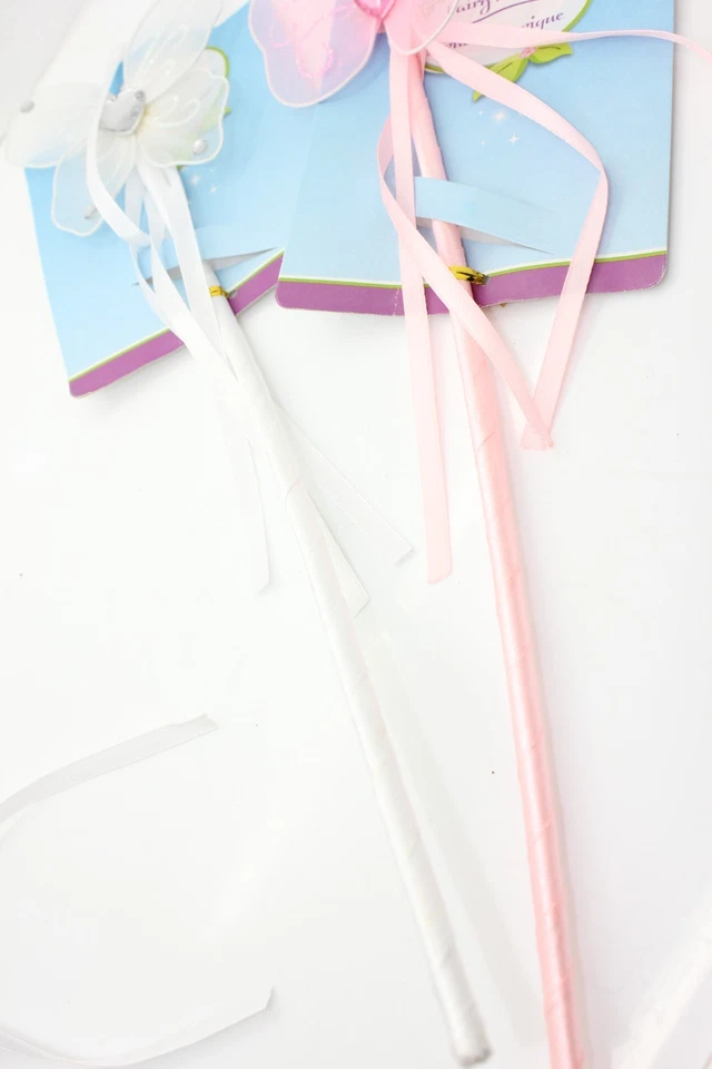 Varinhas de fadas 7 peças branco rosa meninas festa favores varinhas de fadas vestir princesa - Imagem 4 de 4