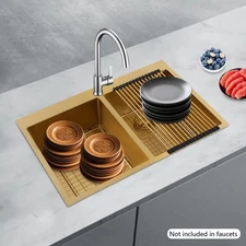 Kitchen Sink Double Bowl Kitchen Sink Kitchen Sink w/Drainage Grids Rectangular
