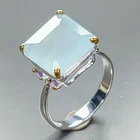 Jewellery gem 8 ct+ Natural Aquamarine Ring 925 Sterling Silver Size 7 /R465712