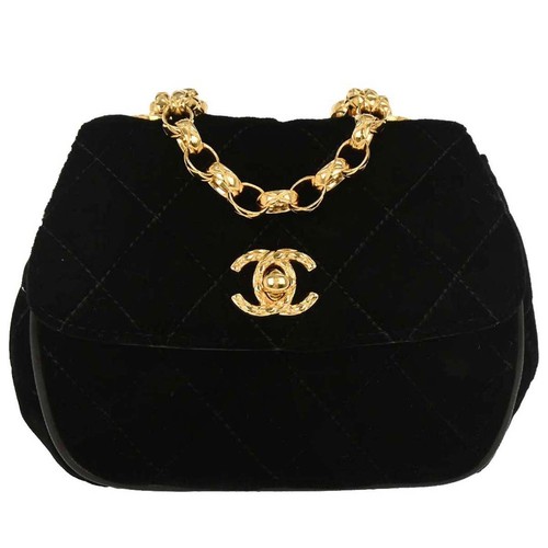 Chanel Black Velvet Shoulder Bag 154013
