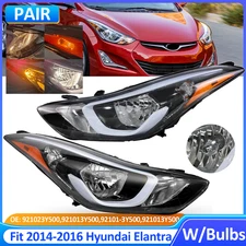 Pair For 2014 2015 2016 Hyundai Elantra Headlight Assembly W/Bulbs Left & Right