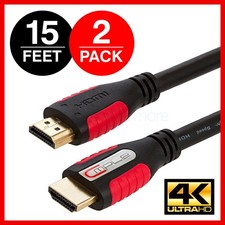 PREMIUM HDMI Cable 15 FT 1.4 Ethernet 4K BLURAY 3D PS3 XBOX LCD HDTV - LOT of 4