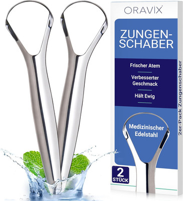 ORAVIX Tongue Scraper Stainless Steel Cleaner Set Fresh Breath Care