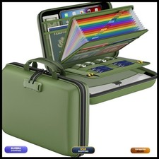 DocSafe Fireproof File Organizer Lock 13 Pocket Accordion File Folder Green