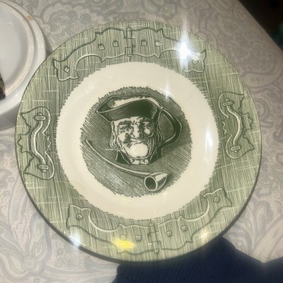 Fruit Dessert Bowls 5.625'' The Old Curiosity Shop Green Royal Man & Pipe