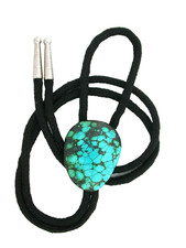 66.40 CARAT SPIDERWEB TURQUOISE FREEFORM PEAR CAB 1 3/5" BOLO TIE EBS3125/92725