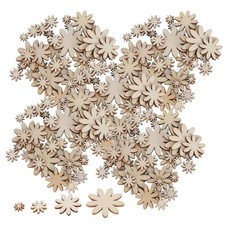 250Pcs Wooden Flowers Wood Cutout Flower Shape Unfinished Wooden Flower with Mix