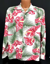 SUN SURF JAPAN MEN'S SS24843 ANTHURIUM ALOHA LONG SLEEVE SHIRT OFF WHITE LARGE.