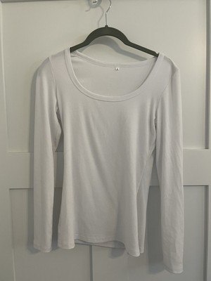 Roselux Womens Long sleeve Scoop Neck Ribbed Knit Fitted Top