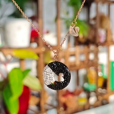 316L Edelstahl Titanstahl Halskette Choker Vintage Swan Zirkonia Damen Schmuck