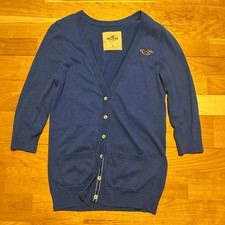 Hollister Womens Blue V-Neck Button Front Car...