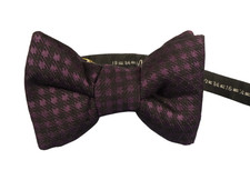 NWT TOM FORD Purple  Black Houndstooth Pre-Tied Silk Bow Tie ITALY 4.25 "x 2.7"