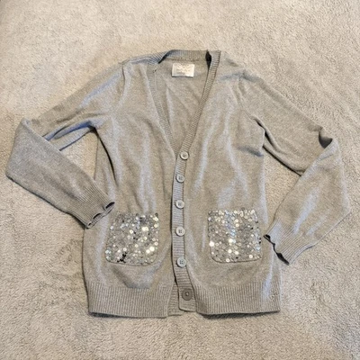 Justice Girls Cardigan Size 20/XXL Gray Metallic Button - Image 1 of 4