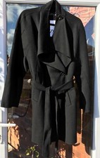 Bnwt Zara Black Hand Made Wool Mix Belted Coat Size L Rrp £119