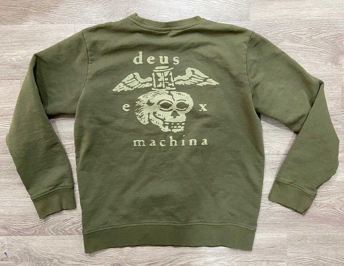 Deus Ex Machina Skull Green Crewneck Sweater Size XL