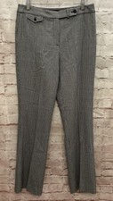Anne Klein Pants 6 Straight Houndstooth Worsted Wool Trouser Dress Black White