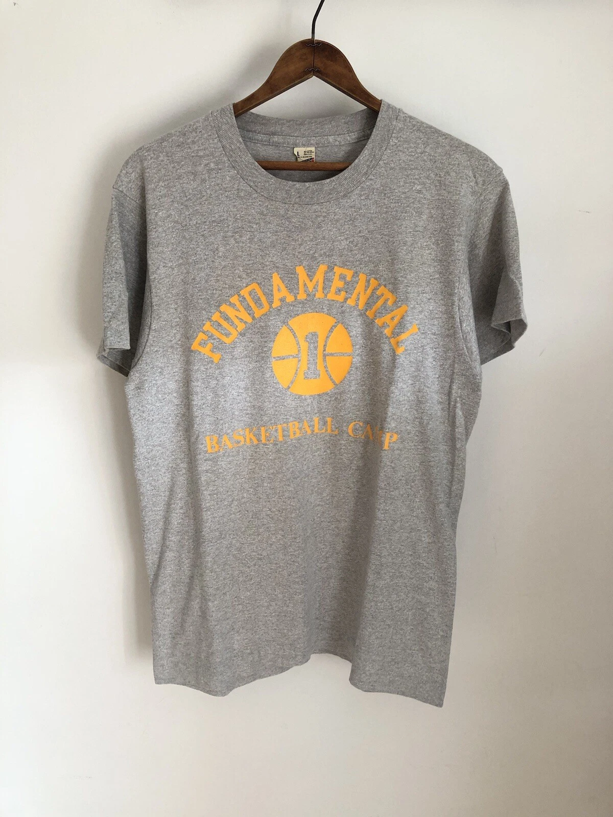 VTG 80s 90s Fundamental Kids Basketball Camp #1 Shirt Gray Large