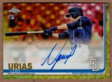 2019 TOPPS CHROME ROOKIE AUTOGRAPHS GOLD REFRACTORS #RALU LUIS URIAS #37/50