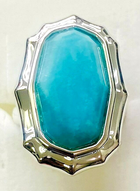 HSN Sevilla Sterling Silver Freeform Solitaire Amazonite Ring Size 5
