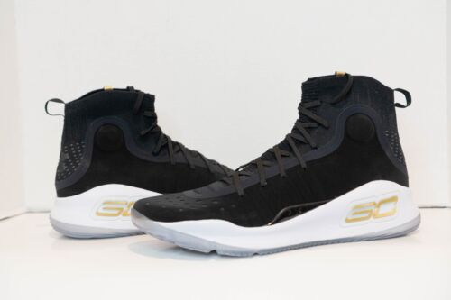 Under Armour Curry 4 More Dimes Black White Gold 1298306-001 NEW Mens Size 13 - 第 1/6 張圖片