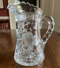 American Brilliant Period Cut Glass Crystal Water Pitcher / Jug, possibly McKee
