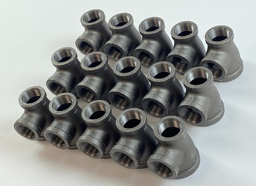 ProFlo Black Malleable Iron Reducing Tee 1-1/2 x 1 x 1" 15-Pack - Picture 2 of 5