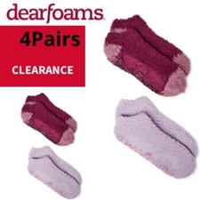 Dearfoams 4 Pair Non-Skid SIZE 4-10 Cozy Comfort Low Cut Fuzzy Socks PURPLE NWT