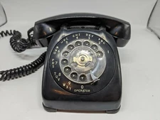 Vtg Black Monophone Automatic Electric Rotary Dial Telephone Untested