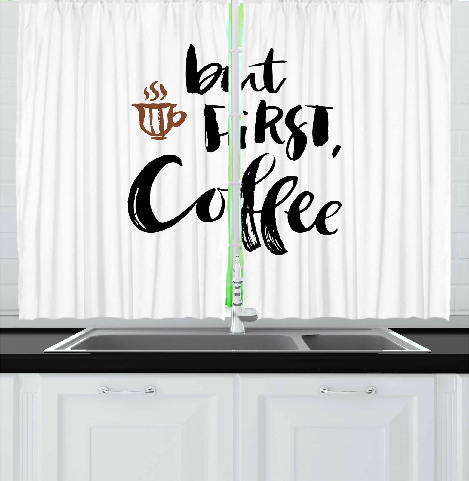 Coffee Kitchen Curtains 2 Panel Set Decor Window Drapes 55 X 39 Ambesonne Ebay