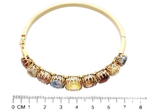 Antique Multi-Gemstone and 9K Yellow Gold Bangle - Circa 1900 - Picture 8 of 12
