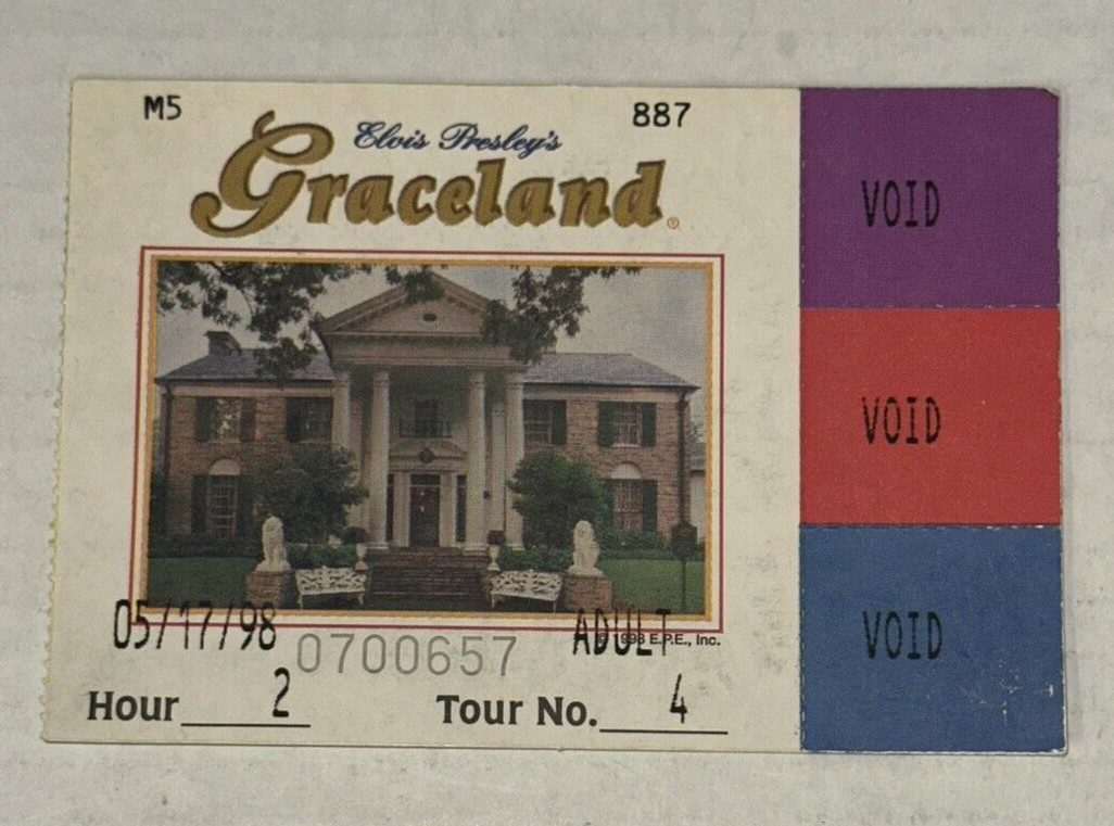 Elvis Presley's Graceland Concert Ticket Stub Memphis Tennessee Tour 5/17/1998