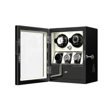 DUKWIN Automatic 2 Watch Winder with 3 Watches Display Organizer LED Light Gift