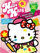 HELLO KITTY Paint With Water Non-Toxic Activity Workbook w/Paintbrush Frame