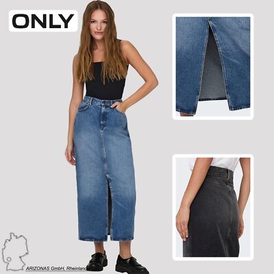 ONLY Falda Vaquera Mujer con Abertura Stone Denim Wash Falda de