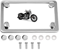 Stainless Steel Motorcycle License Plate Frame Compatible with Harley,Yamaha - T