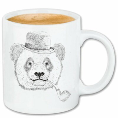 Kaffeetasse PANDA KOALA BEAR MIT HUT MELONE UND PFEIFE LIFESTYLE FASHION STREET