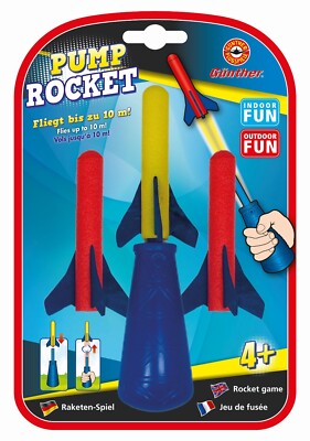 Paul Günther 1557 Raketenspiel Mini Hand Pump Rocket. Mit drei Schaumstoff-Raket