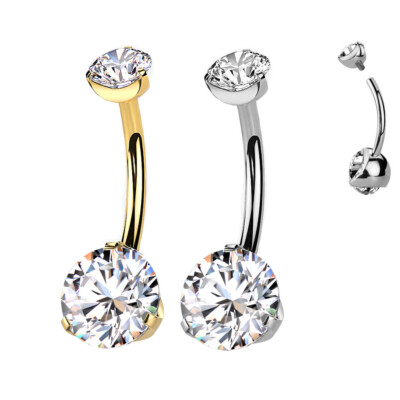 TITAN Gold gefasste Kristalle 4+6mm Bauchnabel Piercing Schmuck glitzer Belly
