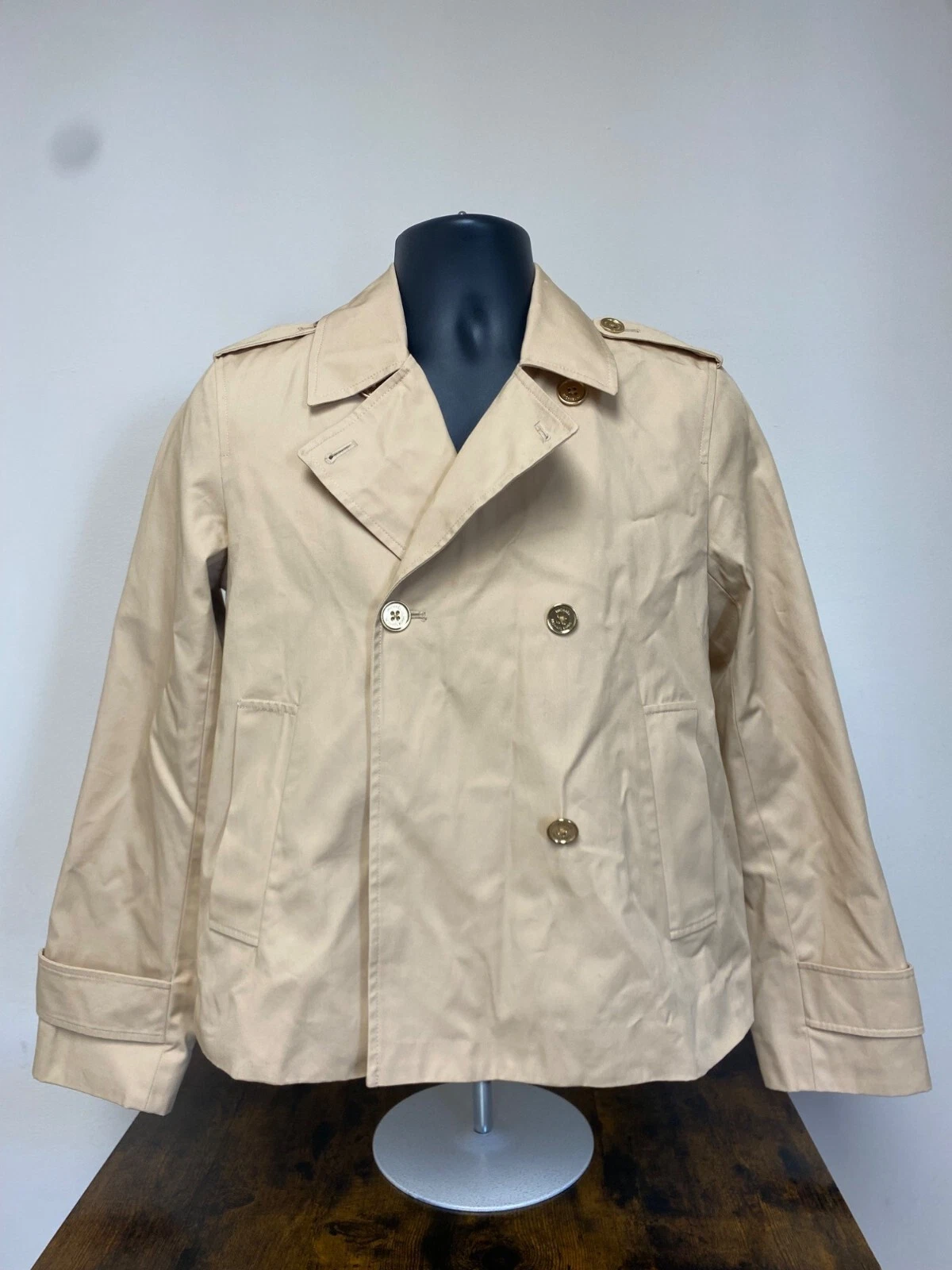 Pavone donna Michael Kors buff cotone twill cropped maniche lunghe taglia 6 nuovo con etichetta