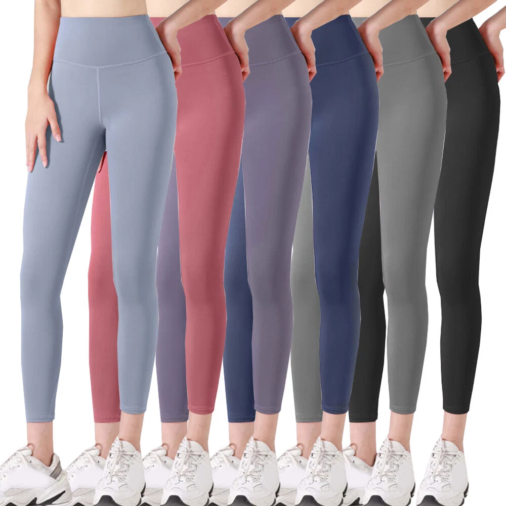 Womens Soft Stretch Cotton High Waisted Leggings Long Workout Yoga Pants  Fitness