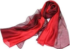 Gradient Red Cotton Silk Scarf Elegant Soft For Daily Life Festival Gathering