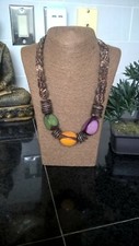 Artisanal Handcrafted Tagua Nut Coconut shells Organic Necklace made in Ecuador