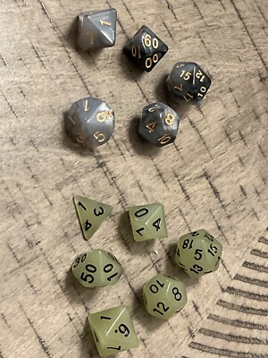 Rpg Ad&d Galaxy Silver & Glow In The Dark Dice Lot 061925@