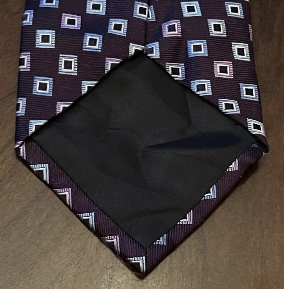 Corbata de cuello para hombre Claiborne púrpura hecha a mano 100 % seda importada hecha en China Foto 2 de 4