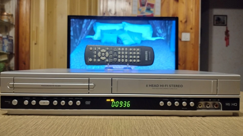 PHILIPS DVP-3350 COMBO VHS DVD 6 TESTINE STEREO CON TELECOMANDO  ORIGINALE  - Immagine 2 di 4